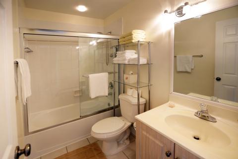 Clean organized modern bathroom design