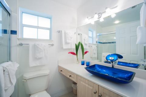 Modern clean bathroom light vanity