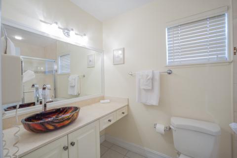 Modern bathroom with glass sink