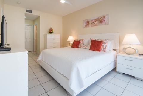 Modern bedroom with white bed