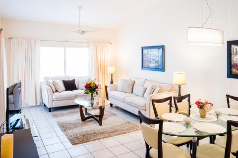  Modern furnished living dining room  