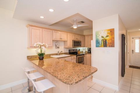 Modern kitchen with decorative accents