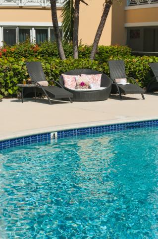  Luxurious poolside with loungers resort