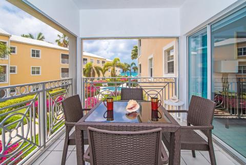 Inviting balcony with patio furniture