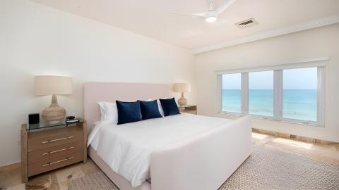 Modern minimalistic bedroom with bed