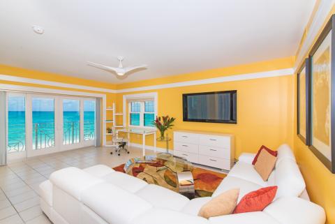  Vibrant living room with ocean