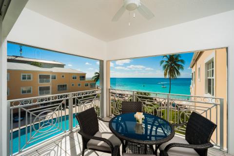 Balcony view beach scene