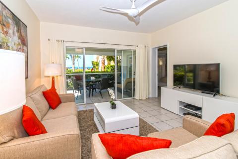 Modern living room with patio