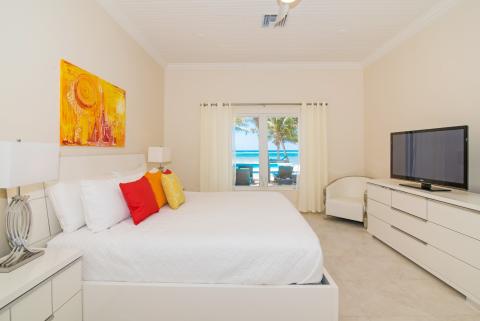 Stylish bedroom with beach view
