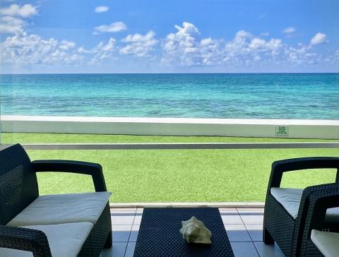 Alt Tag: Serene patio ocean view scene
