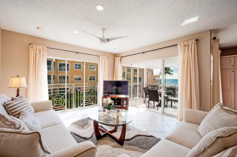 Contemporary beachfront living room