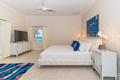 Stylish bedroom with ocean view