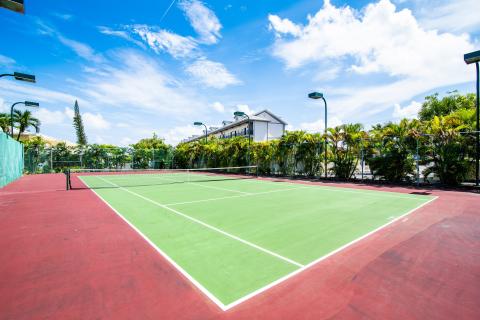 Outdoor tennis court sunny day