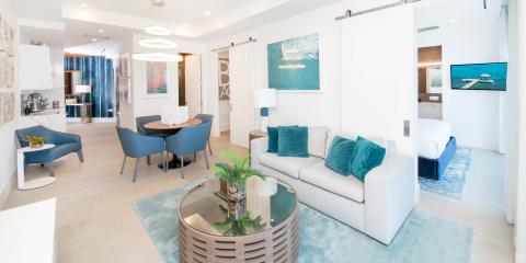 This image showcases a stylish and modern interior of what appears to be an apartment or a home