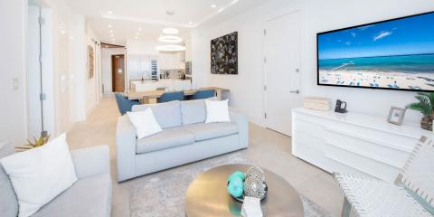 This image depicts a modern, stylish interior of a home