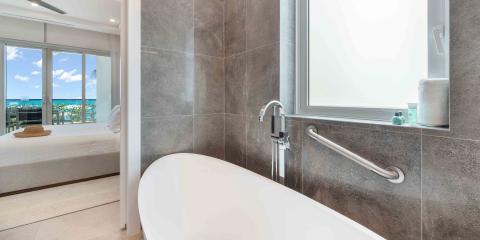 The image depicts a luxurious bathroom