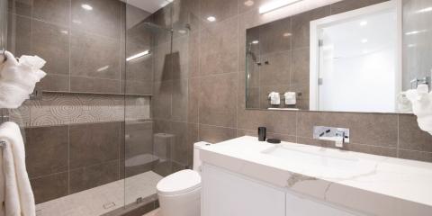 The image shows a modern bathroom interior