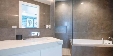 This image features a modern bathroom interior