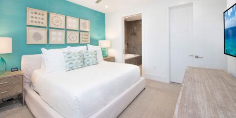 This image features a modern bedroom setting
