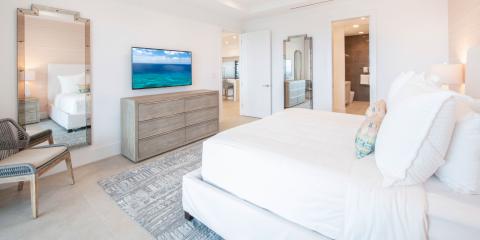 This image shows a bright and modern bedroom