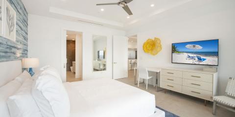 This image shows an elegantly designed contemporary bedroom