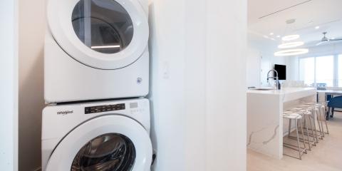 The image shows an interior space with a modern, clean aesthetic