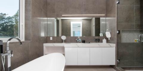 This image features a modern bathroom interior