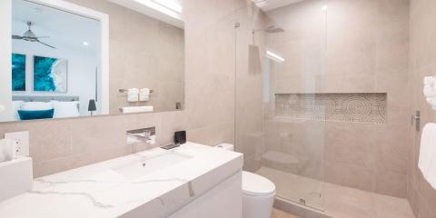 The image shows a modern and luxurious bathroom