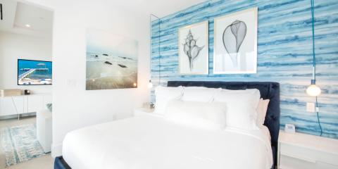 This image shows a modern and neatly decorated bedroom