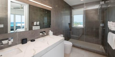The image shows a modern and luxurious bathroom