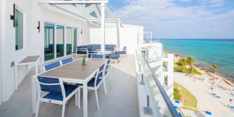 This image depicts a luxurious coastal outdoor setting