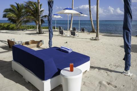 This image captures a serene beach setting