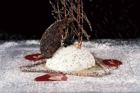 This image showcases an elegantly plated dessert