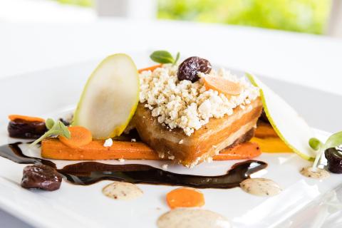 This image shows a beautifully plated gourmet dish