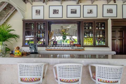 This image shows an elegant indoor bar area