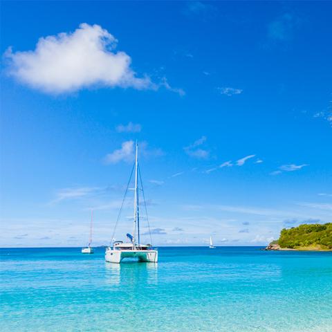 This image features a serene tropical seascape