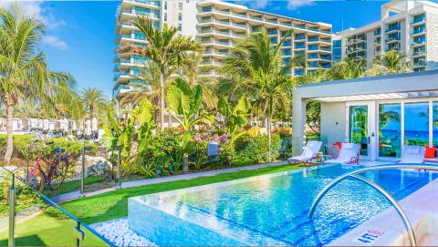 This image showcases a vibrant and luxurious resort setting
