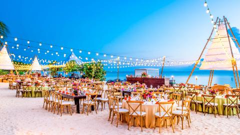 Event setup on the beach at Kimpton Seafire Resort + Spa
