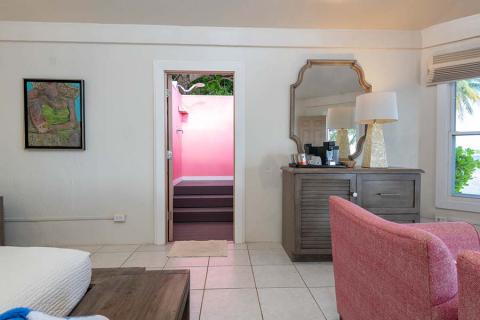 The image shows a well-decorated room with a few notable elements