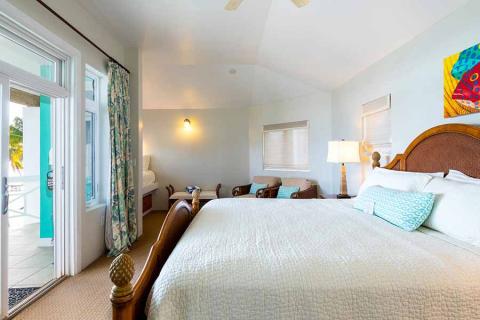This image shows a bright and airy bedroom