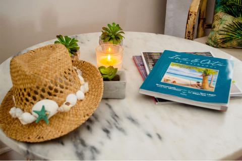 The image displays a small, decorated table