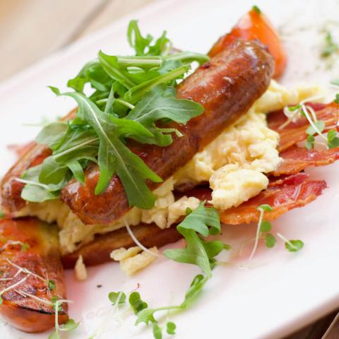 The image features a delicious-looking breakfast plate
