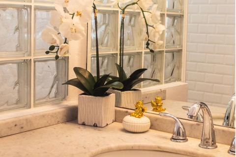 The image shows a bathroom sink area