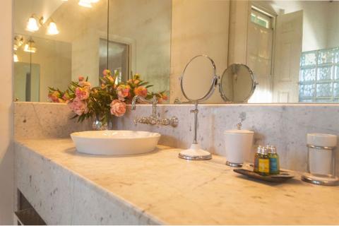 This image shows a bathroom vanity area